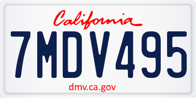 CA license plate 7MDV495