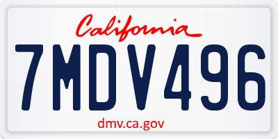 CA license plate 7MDV496