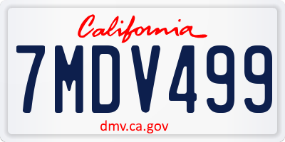 CA license plate 7MDV499