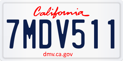 CA license plate 7MDV511