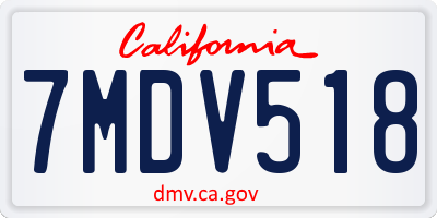 CA license plate 7MDV518
