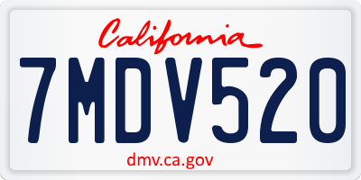 CA license plate 7MDV520