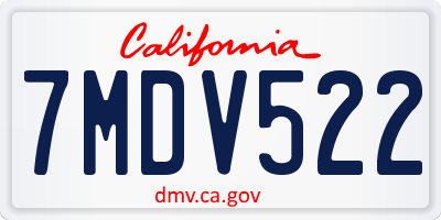 CA license plate 7MDV522