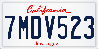 CA license plate 7MDV523