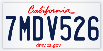 CA license plate 7MDV526