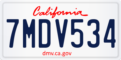 CA license plate 7MDV534