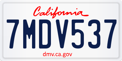 CA license plate 7MDV537