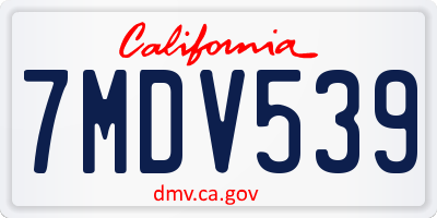 CA license plate 7MDV539