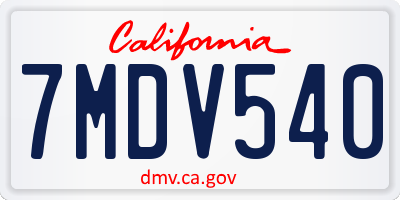 CA license plate 7MDV540