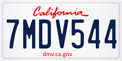 CA license plate 7MDV544