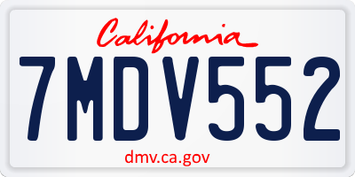 CA license plate 7MDV552