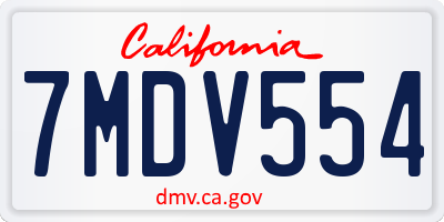 CA license plate 7MDV554