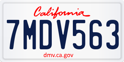 CA license plate 7MDV563