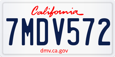 CA license plate 7MDV572