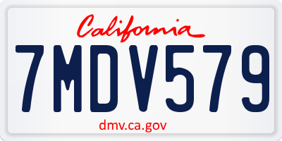 CA license plate 7MDV579