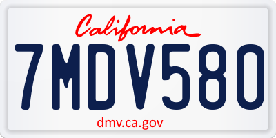 CA license plate 7MDV580
