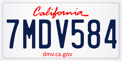 CA license plate 7MDV584
