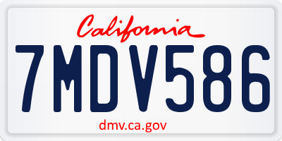 CA license plate 7MDV586