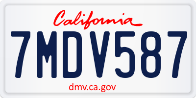 CA license plate 7MDV587