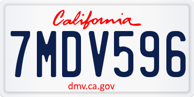 CA license plate 7MDV596