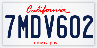 CA license plate 7MDV602