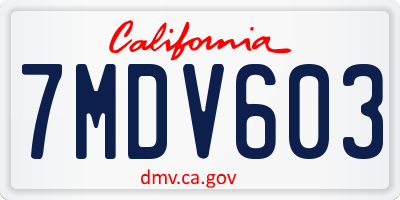 CA license plate 7MDV603