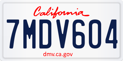 CA license plate 7MDV604