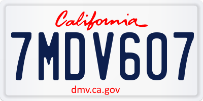 CA license plate 7MDV607