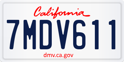 CA license plate 7MDV611
