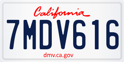 CA license plate 7MDV616