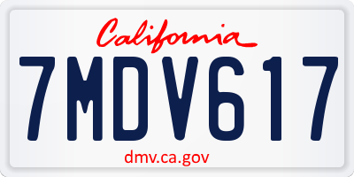 CA license plate 7MDV617