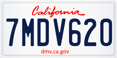 CA license plate 7MDV620