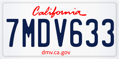 CA license plate 7MDV633