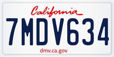 CA license plate 7MDV634
