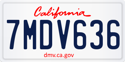 CA license plate 7MDV636