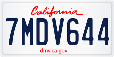 CA license plate 7MDV644