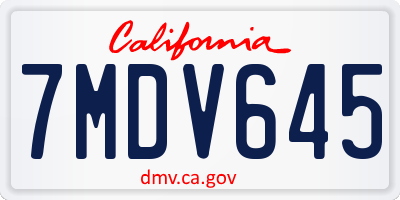 CA license plate 7MDV645