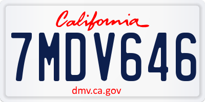 CA license plate 7MDV646
