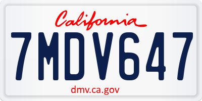 CA license plate 7MDV647