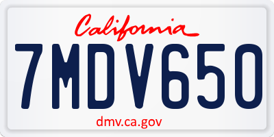 CA license plate 7MDV650