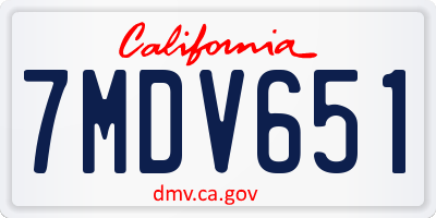 CA license plate 7MDV651