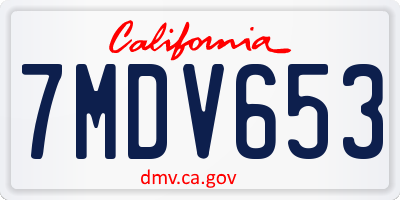 CA license plate 7MDV653