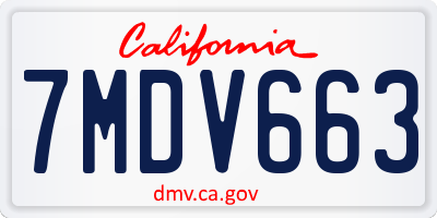 CA license plate 7MDV663