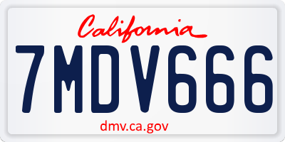 CA license plate 7MDV666