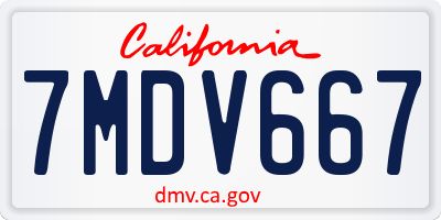 CA license plate 7MDV667