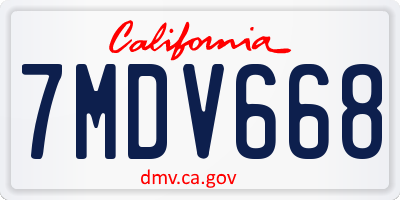 CA license plate 7MDV668