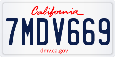 CA license plate 7MDV669