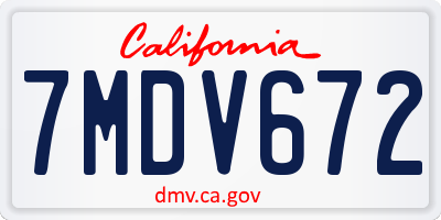 CA license plate 7MDV672