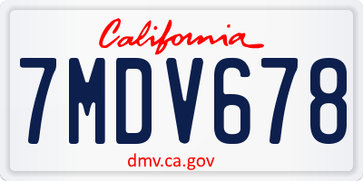 CA license plate 7MDV678
