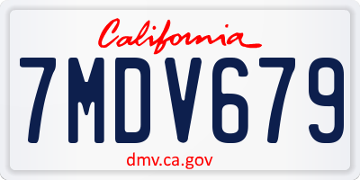 CA license plate 7MDV679